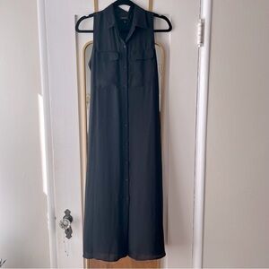 Who What Wear Sleeveless Shirt Dress with Tie Waist
